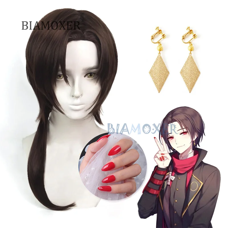 Kashuu Kiyomitsu Cosplay wigs Earring False nail Red play wigs Halloween costumes hair wig