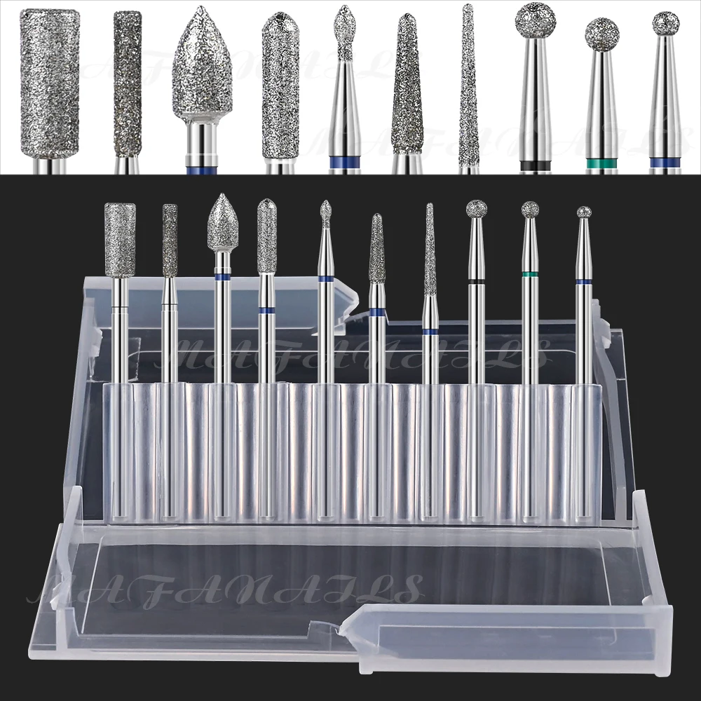 10 unids/caja juego de rebabas de carburo profesional mixto broca de uñas broca de rebaba rotativa de carburo de 4 cajas para salón de manicura broca de Metal