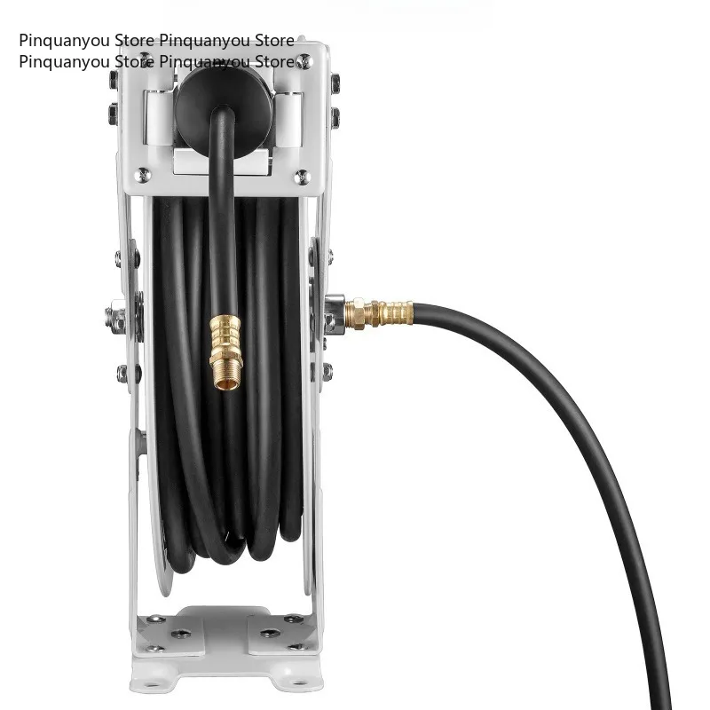 High Pressure Retractable Pneumatic Air Hose Reel 3/8 Inch, Mini Steel Housing Automatic Air Pipe Reel for Air Compressor Equipm