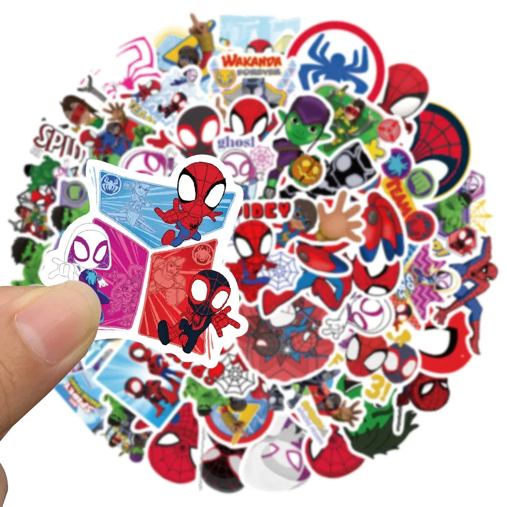 50Pcs Cartoon Marvel SpiderMan and His Amazing Friends Stickers Laptop Skateboard Guitar Luggage Waterproof Sticker Toys