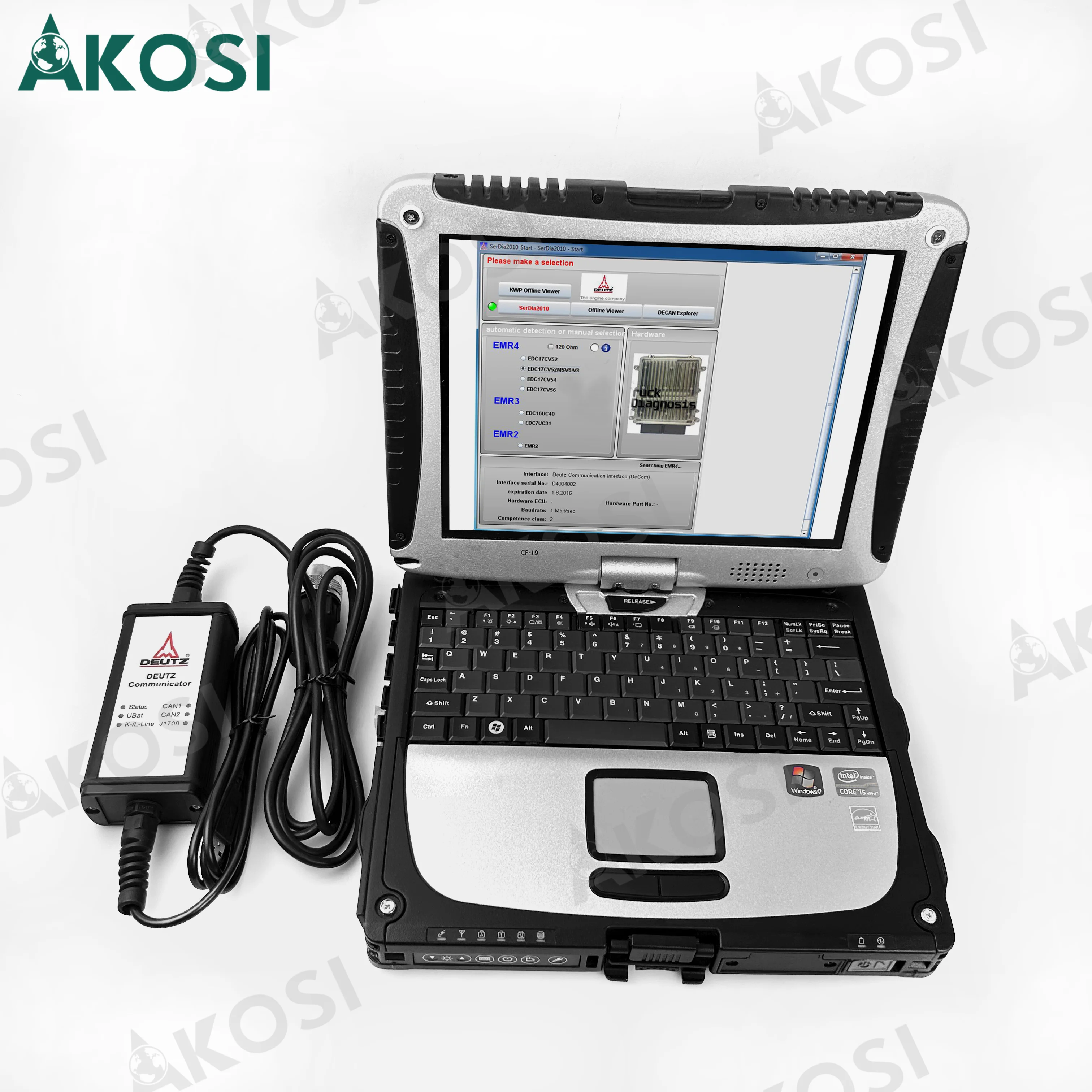 

For Deutz serdia 2010 Diagnose Kit with CF19 laptop for deutz engine communicator deutz decom diagnostic scanner