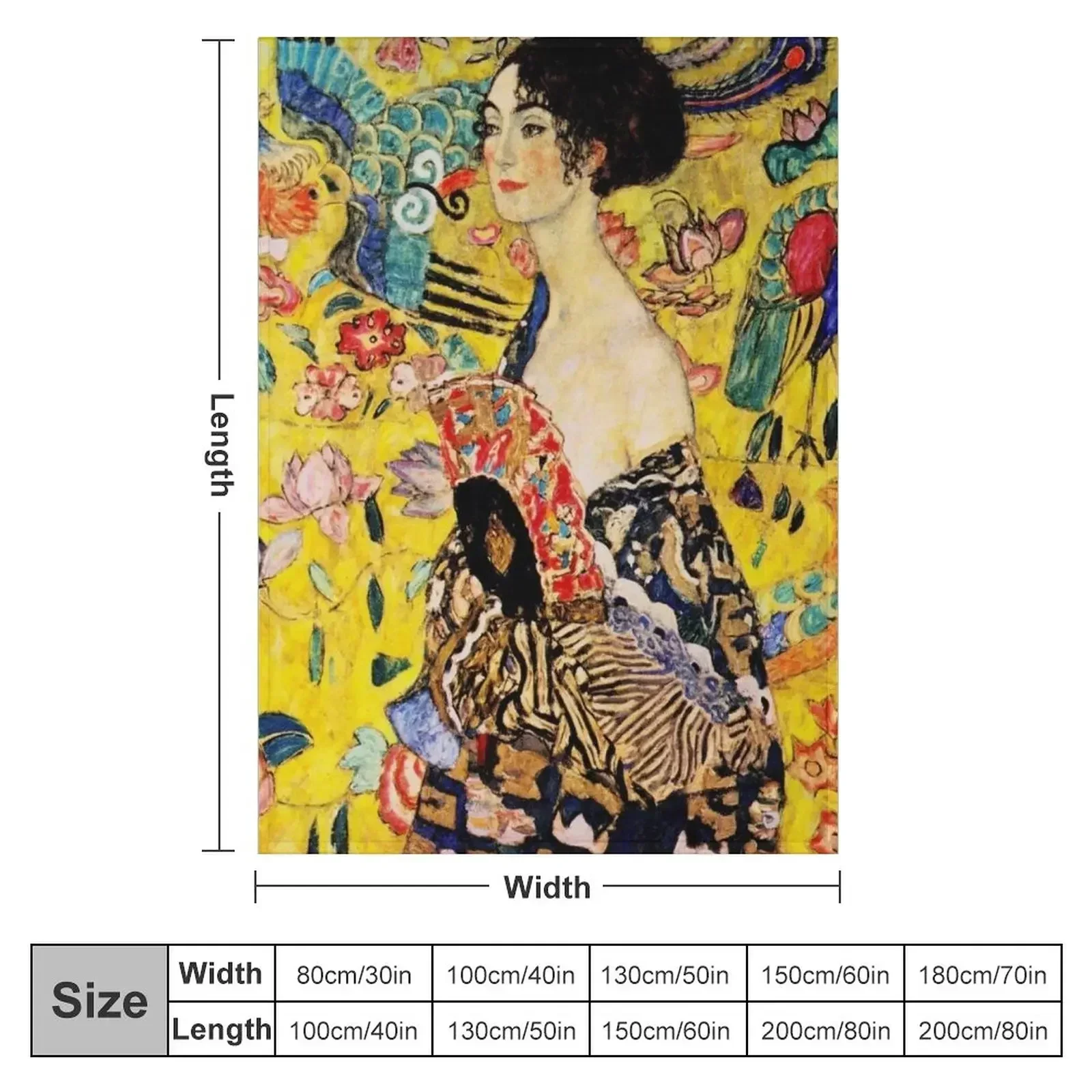 Lady with Fan | Gustav Klimt Art Nouveau-Modern Japonism Inspired Throw Blanket Soft Plush Plaid wednesday Blankets