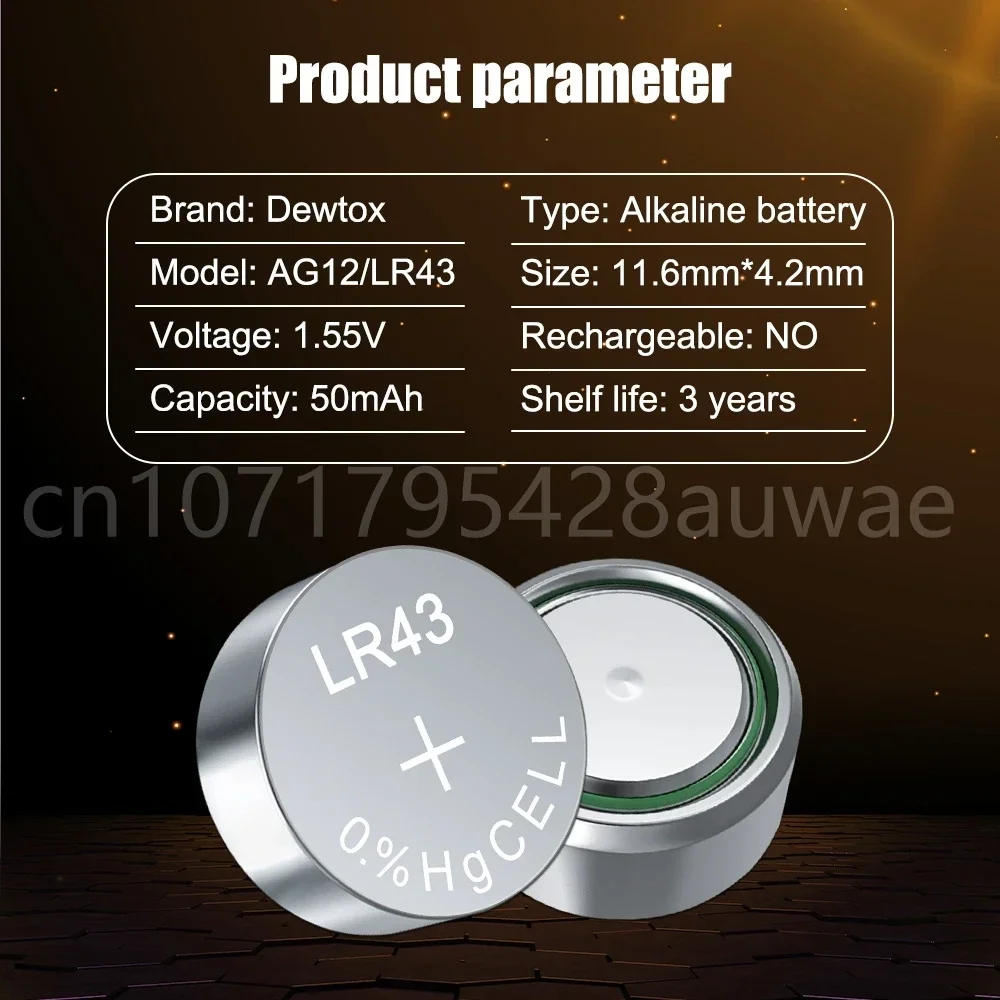 10-20PCS 1.55v Ag12 Alkaline Button Coin Cell Battery SR43W R43 SR1142 SB-B8 V386 D386 260 S1142E GP386 SG12 LR43 386A LR1144