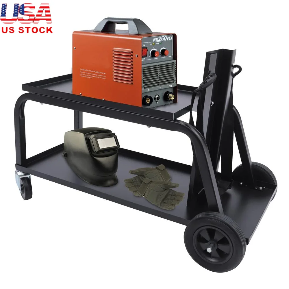 

Universal 2-Tier Rolling Welding Cart TIG MIG Welder and Plasma Cutter Storage 110 Lbs Capacity Sturdy and Durable Wheels Easy