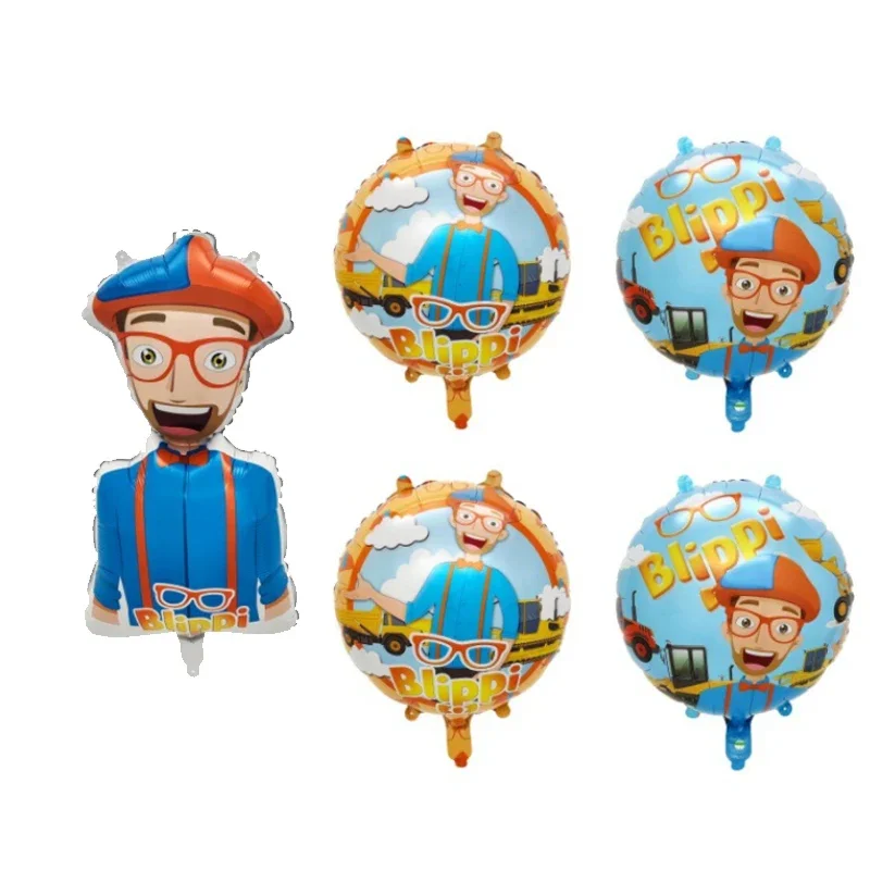 10PCS Blippi Themed Birthday Balloons, English Teacher Blippi Birthday Background Painting Suitable For Baby Showers, Birthday