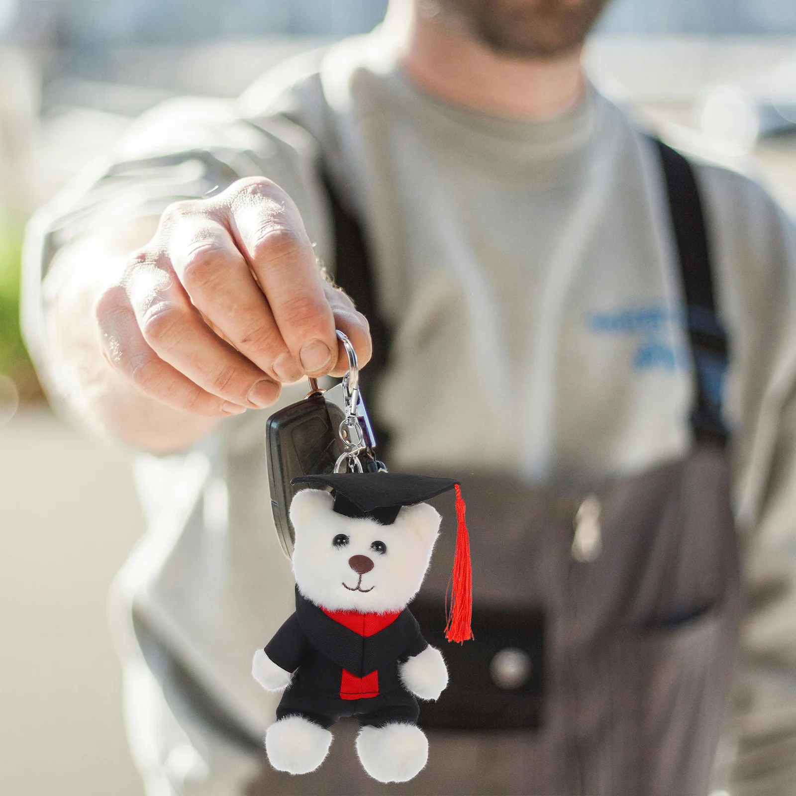 Graduation Bear Keychain Cute Soft Stuffed Animal Bag Pendant Lovely Bear Keyring Cartoon Graduation Season Keychains