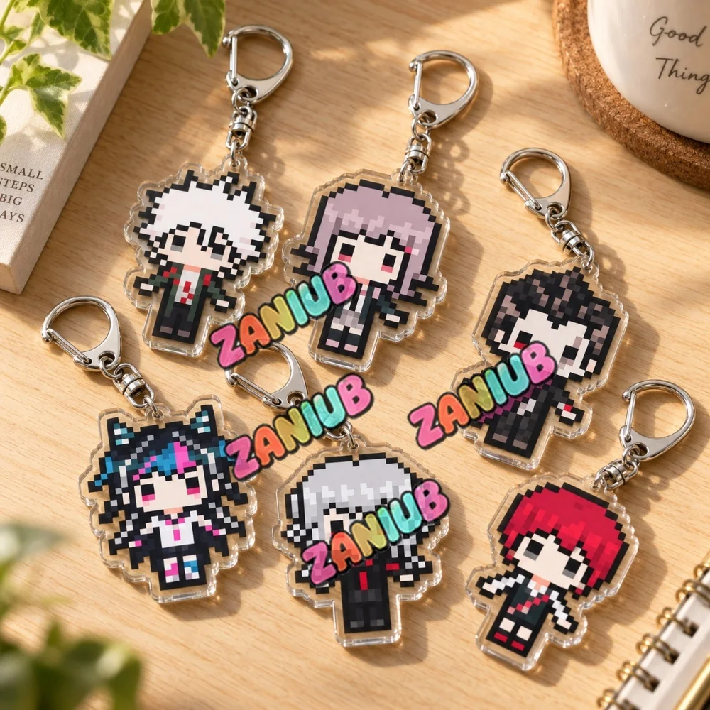 Danganronpa 2 Pixel Art Keychain Accessories Bag Game Keyrings Jewelry Manga Fans Gifts