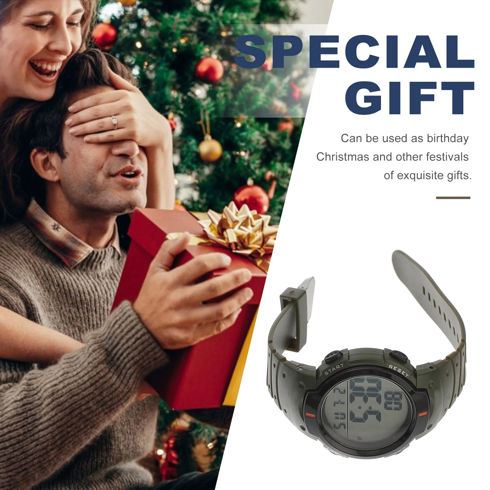 

1Pcs Waterproof Electronic Watch Dark Green Sporty Casual Wrist Watch Luminous Display Outdoor Use for Men