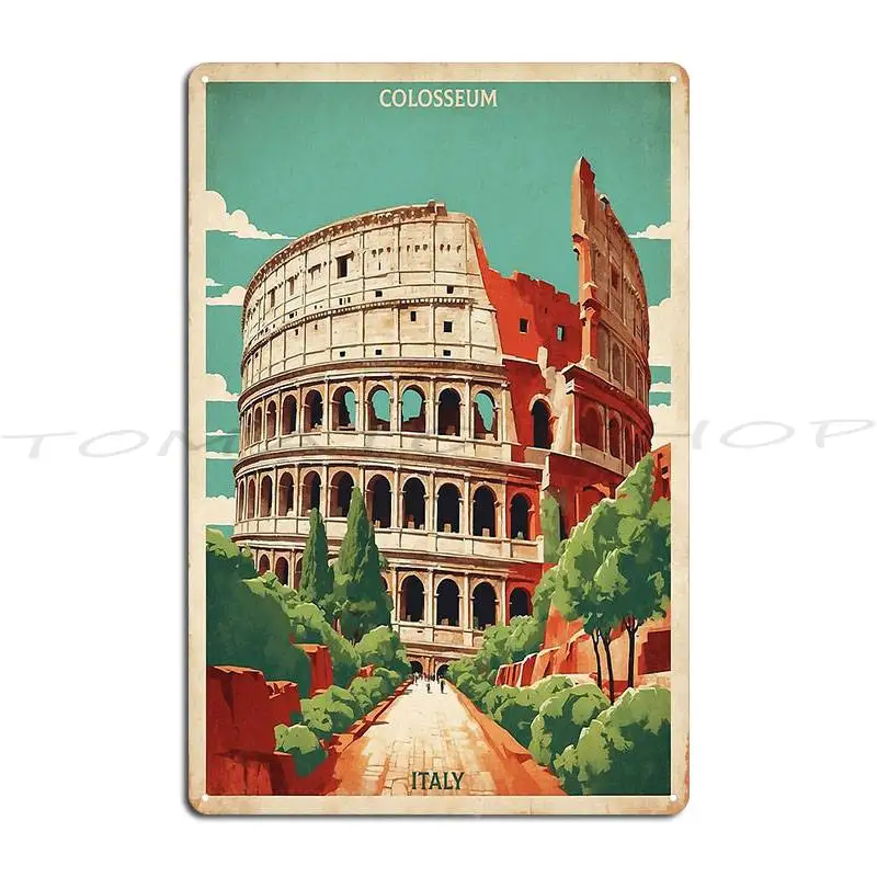 Colosseum Italy Vintage Metal Plaque Wall Decor Designing Living Room Customize Custom Tin Sign Poster