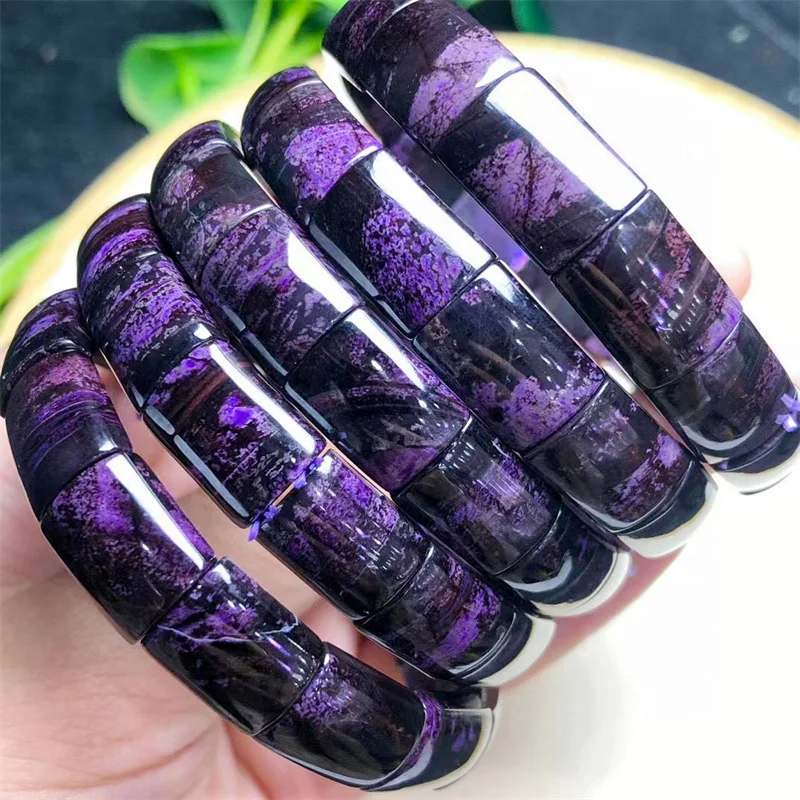 

Natural Sugilite Bangle String Charms Handmade Fortune Energy Bangle Mineral Woman Amulet Jewelry Gift 1PCS 10x14mm