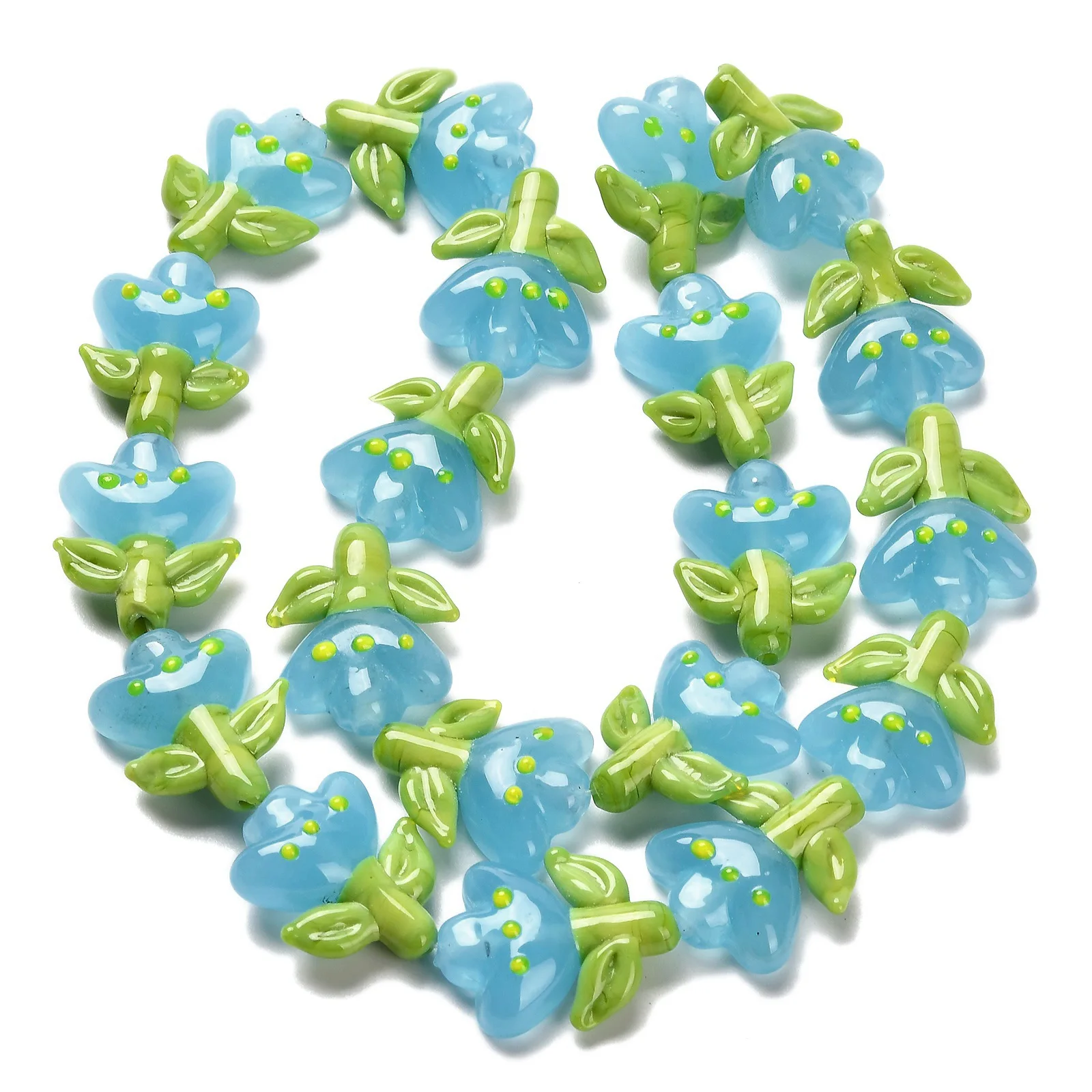 20pcs/string Handmade Lampwork Glass Tulip Flower Beads Charm For Jewelry Making DIY Bracelet Earring Accessories