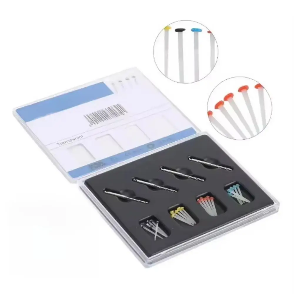 20pcs/box Complete Dental Quartz Fiber Post Kit 20 Posts 4 Drills Screw Straight Type for High Esthetic Root Canal Restoration