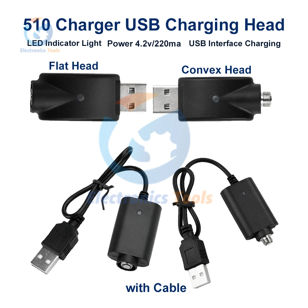 510 4.2V/220ma Charger Preheating Battery USB Charging Head LED Indicator  Light Overcharge Protection Portable Charging Adapter - AliExpress 1420