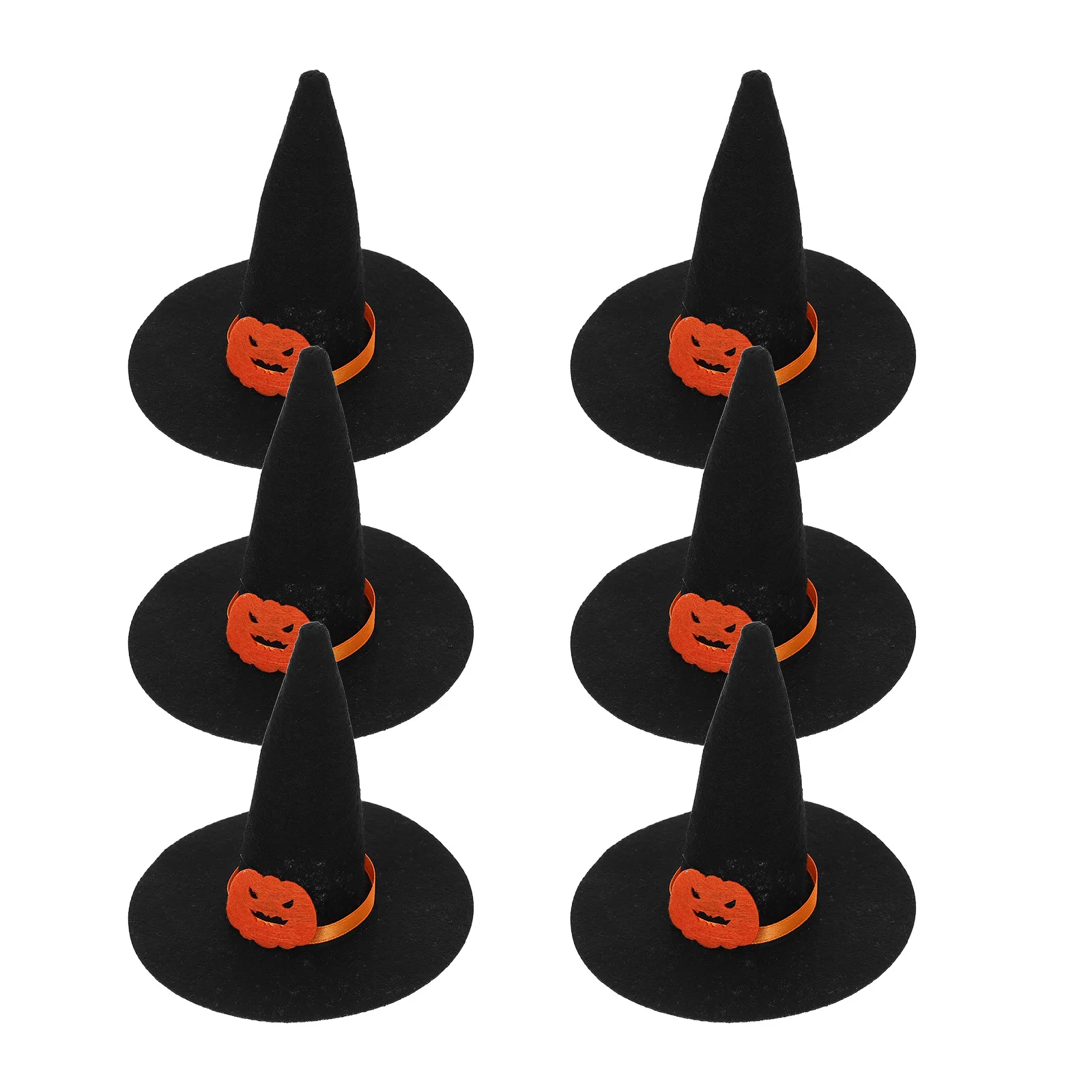 6 ชิ้น Mini Felt หมวกแม่มดหมวกสีดําเล็กๆสําหรับตกแต่งฮาโลวีนหัตถกรรม Reusable วัสดุขวดหมวกขนาดเล็ก Party