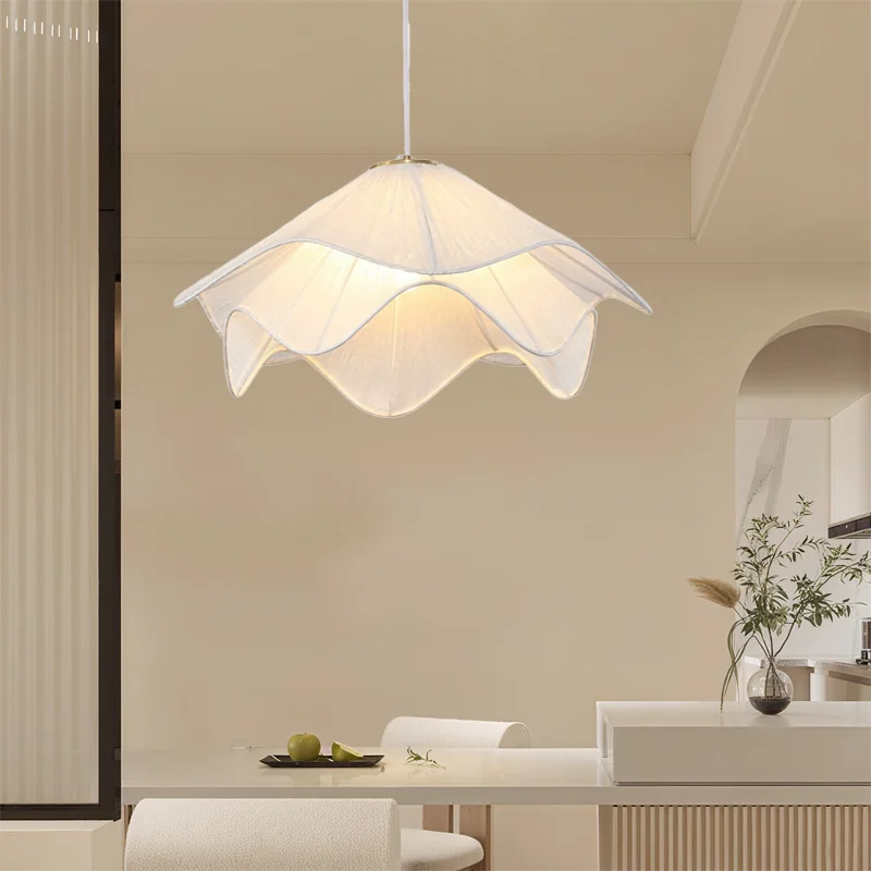 LED E27 Pendant Light Creative Flower Modern Pendant Lamp Warm Lights Fabric Style Room Bedroom Restaurant Home Decor Chandelier