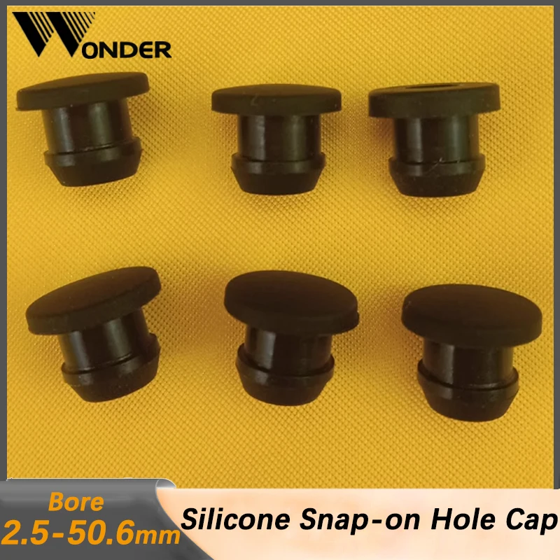 Black Silicone Rubber Hole Caps 2.5mm-50.6mmSeal Stopper Snap-on T Type Plug Cover Gasket Blanking End Cap