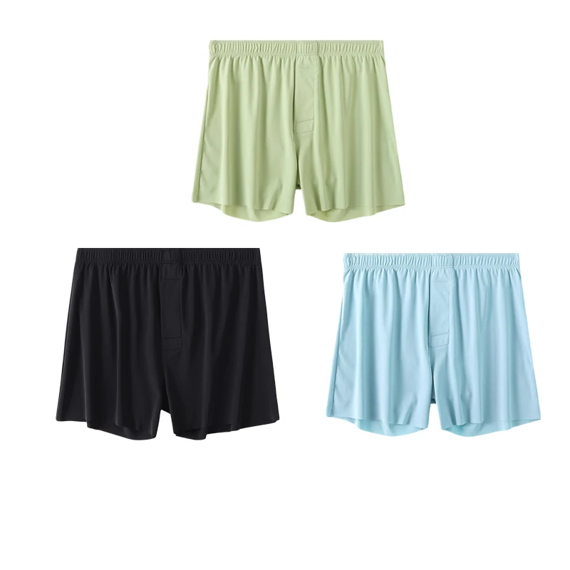 

Ice Silk Arrow Pants Men's Underwear Comfortable Loose Flat Corner Pants Summer Cool Breathable Shorts 3PCS