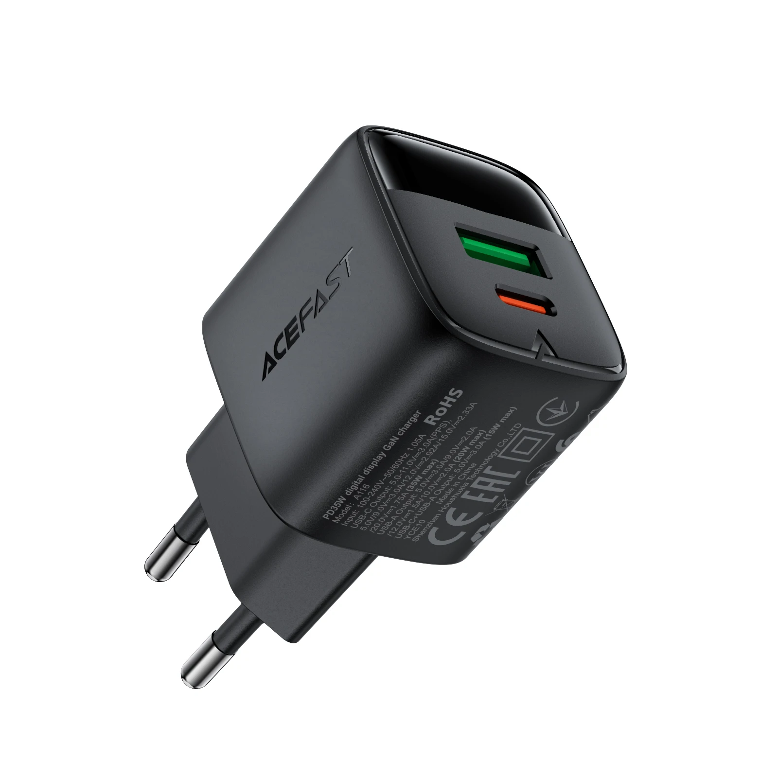ACEFAST GaN 35W Fast Charging USB C Phone Charger For Samsung S25 S24 PD QC Quick Charge Wall Adapter With LED Digital Display