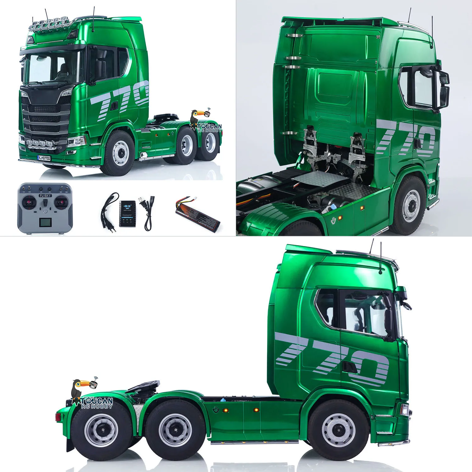 

1/14 6x6 KABOLITE 770S 100 RC Трактор Грузовик с дистанционным управлением Грузовой автомобиль 2 скорости Коробка передач Замок дифференциала Батарея Радио Модель RTR