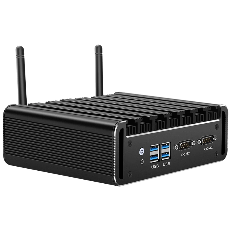 كمبيوتر صغير XCY بدون مروحة مع i3-5005U يدعم WiFi كمبيوتر مدمج للصناعة مع 2xRS232 DB9 2xLAN 4xUSB3.0 WIN10Pro جاهز
