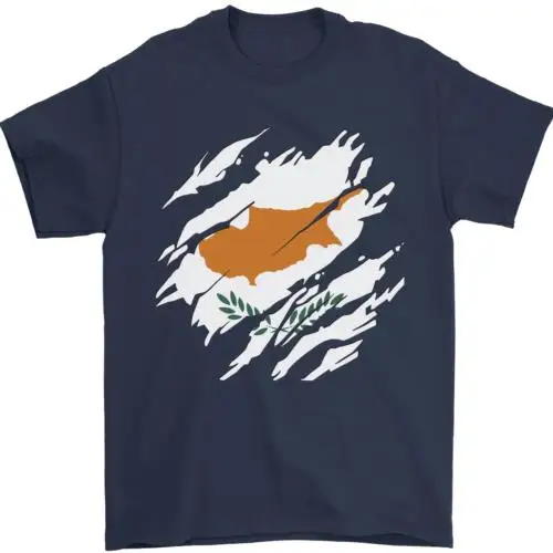 Torn Cyprus Flag Cypriot Day Football Mens T-Shirt 100% Cotton