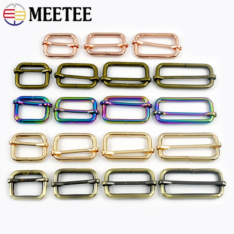 

10Pcs Meetee Metal Pin Buckles 16-50mm Tri-Glide Adjustable Clasp for Bag Handbag Strap Fastener Hook Sewing Garment Accessories