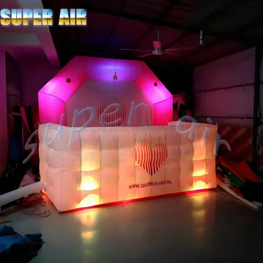 Maravilhoso quiosque inflável personalizado, bela barraca de bar inflável com iluminação led colorida para aluguel
