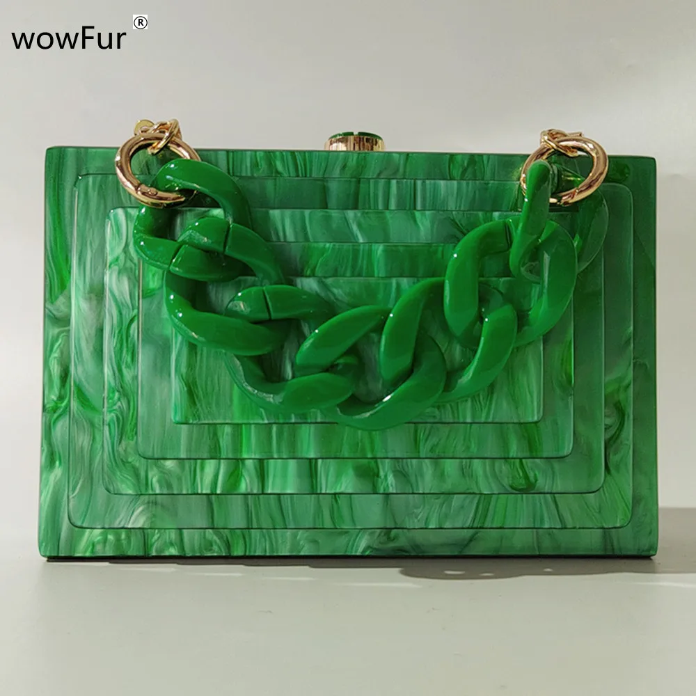 

Luxury Lady Party Prom Chic Dress Handbags Wedding Wallets New Trendy Women Solid Pearl Green Acrylic Evening Bags Clutch Purse