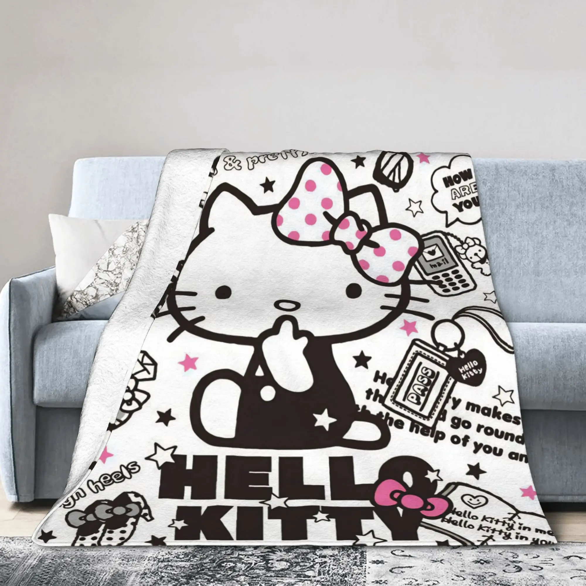 

Модное милое одеяло Hello Kitty, милое фланелевое одеяло с героями мультфильмов, потрясающие теплые пледы для постельного белья, гостиной, зимнего дивана