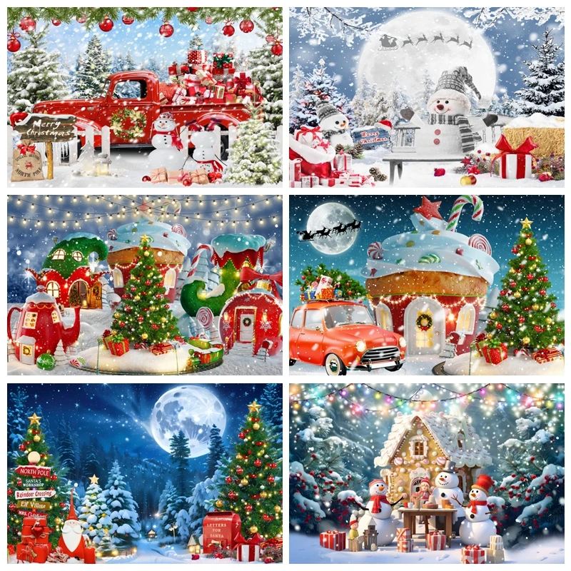 

Winter Snow Merry Christmas Backdrops Photography Xmas Family Party Decor Baby Photo Photographic Background Photo Studio Shoot