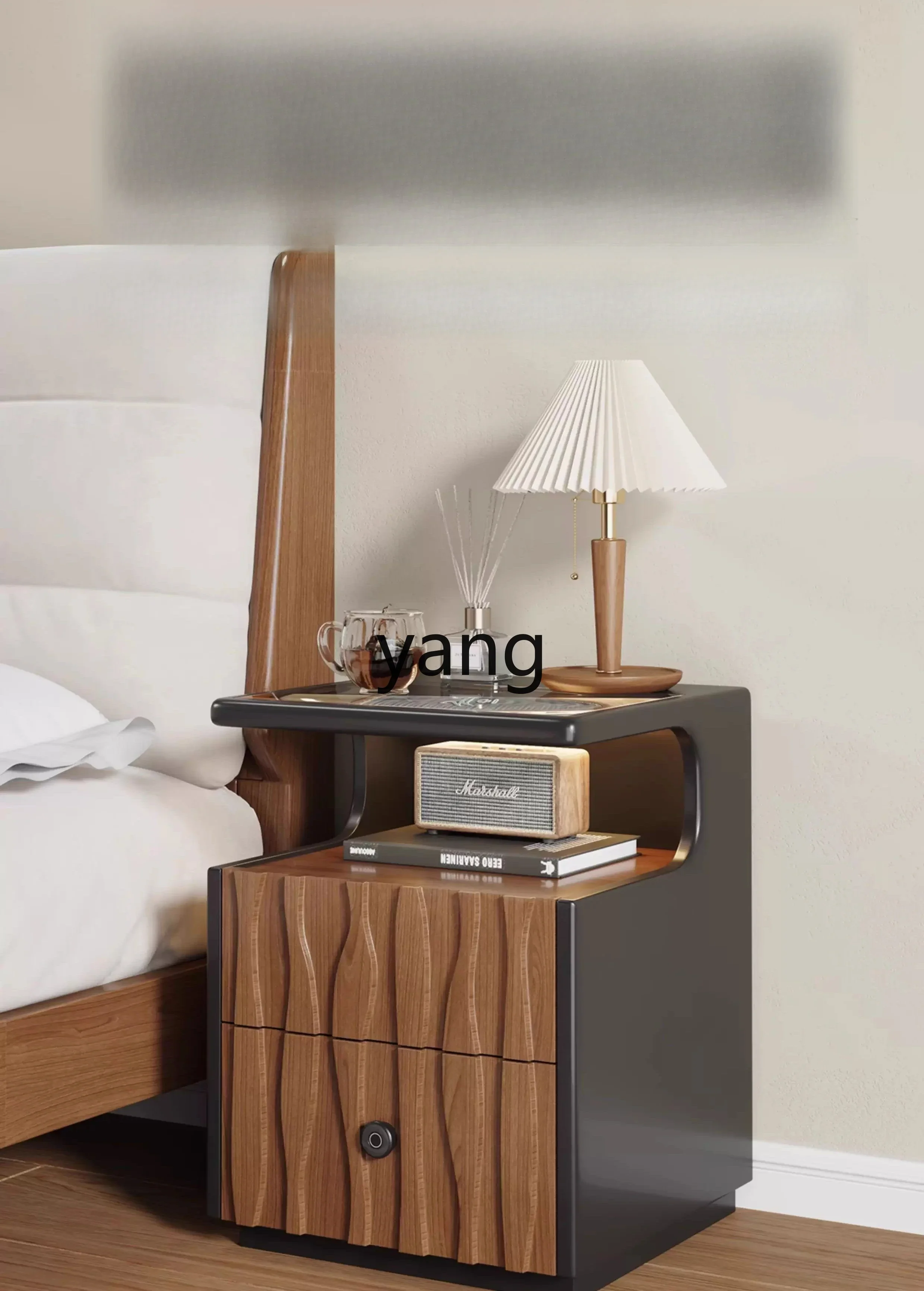 خزانة LMM بجانب السرير، خزانة متكاملة آمنة، خزانة بجانب السرير من الخشب الصلب، خزانة بجانب السرير متعددة الوظائف