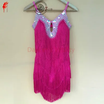 New latin dance costumes senior sexy stones tassel latin dance dress for women latin dance competition dresses S-4XL A30