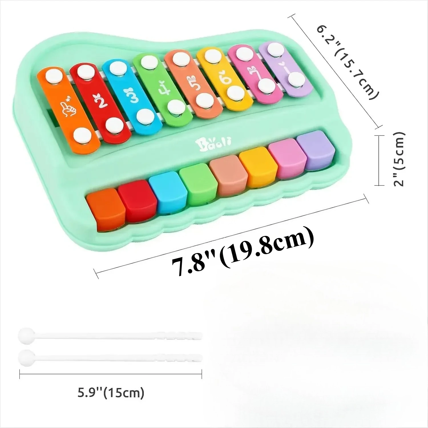 2-In-1 Baby Piano Xylophone Toy for Toddlers Multicolored Key Keyboard Preschool Educational Musical Learning Instruments Toy