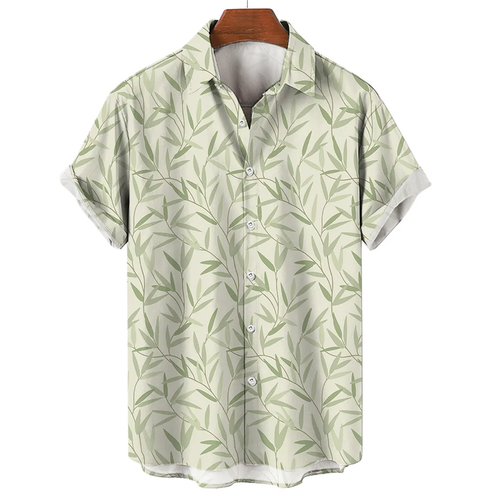 Sommer Herren bekleidung Pflanzen streifen Druck lässig Mode Meer Urlaub lose Kurzarm Tops Herren Hawaii Shirts für Männer