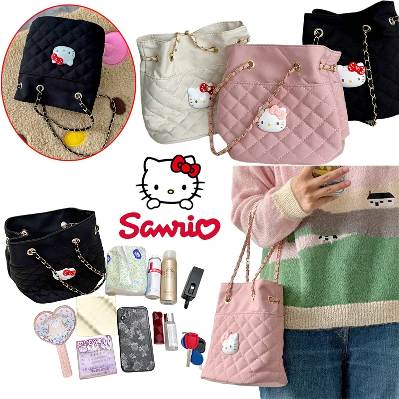 

Sanrio Hello Kitty легкая роскошная стильная сумка в стиле аниме Lingge с цепочкой для классной комнаты, для путешествий, отдыха, отпуска, стильная сумка на плечо, подарки