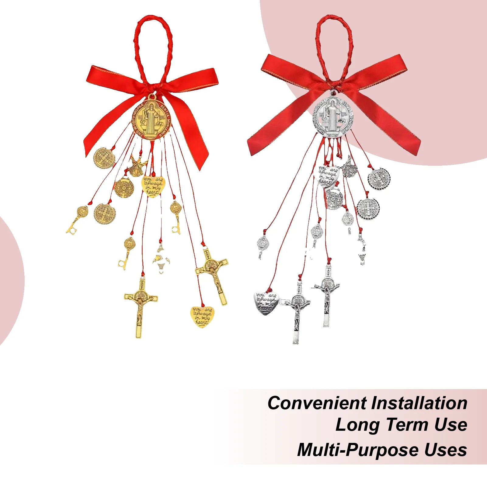 Car Ornament Catholic Crucifix Home Door Metal Car Blessing Protection Charm For Auto Vehicle SUV Pickup Dashboard Window