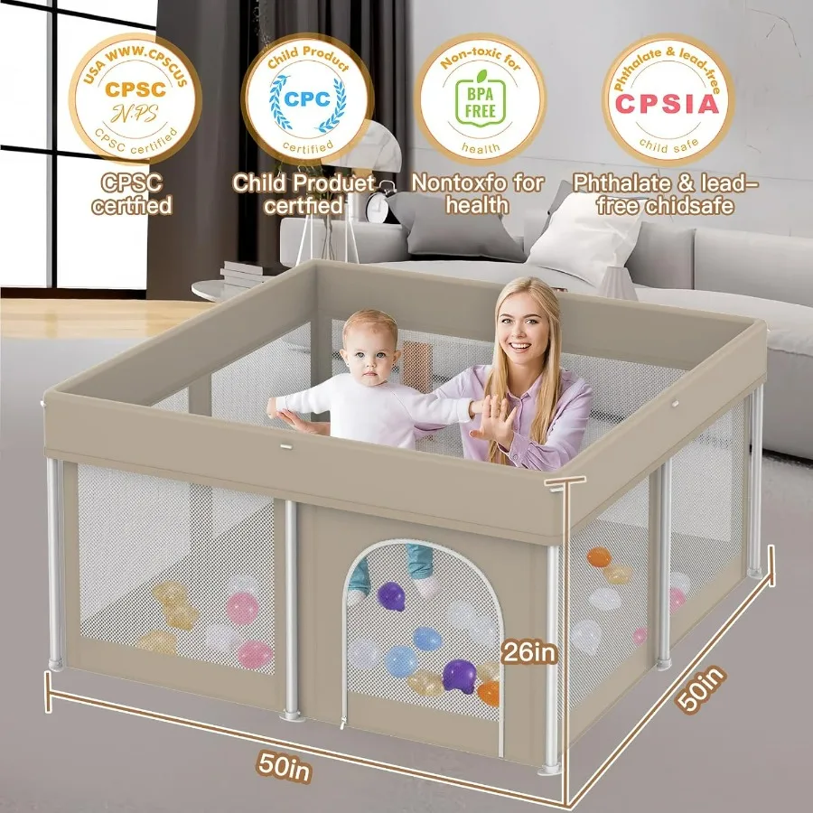 Cercadinho dobrável para bebês, 50x50 playard para bebês e crianças, cerca portátil de segurança para bebês, leve, sem instalação, ambiente interno e externo
