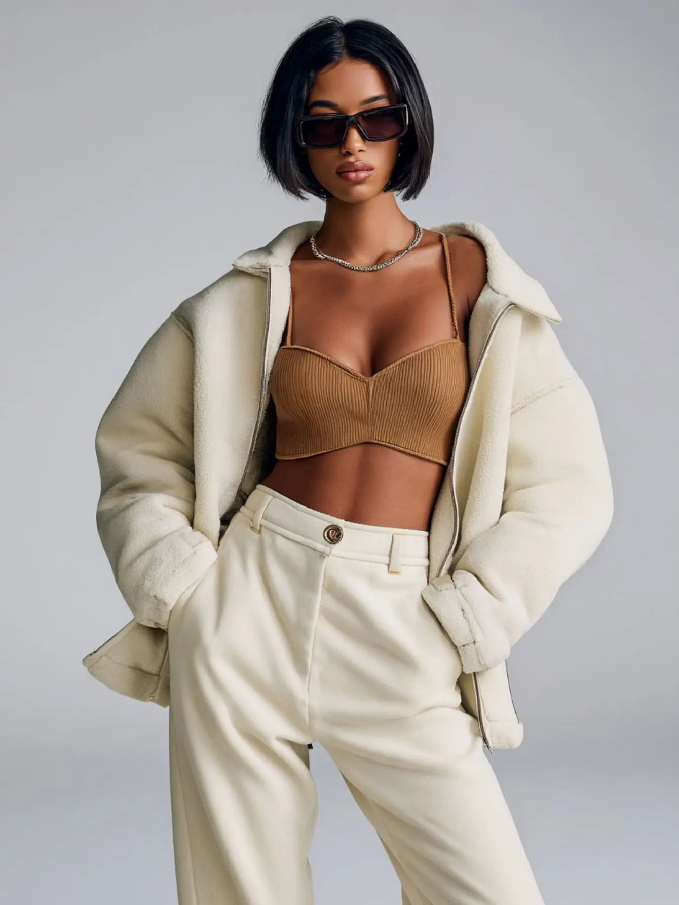 

Mia Muse Select Women's Coat Autumn Casual 2025 Plain Lapel Long Sleeve Short Daily Coat