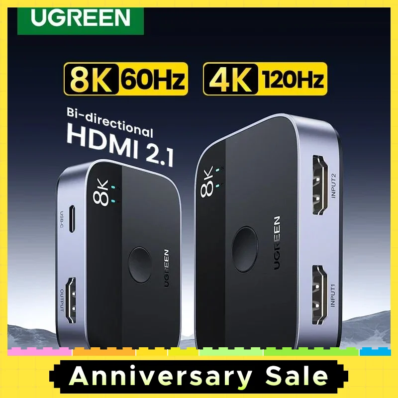 [BR Special] UGREEN HDMI 2.1 Switch 8K 60Hz 2 in 1 out for TV Xiaomi Xbox Series X PS5 HDMI-compatible HDMI Switcher