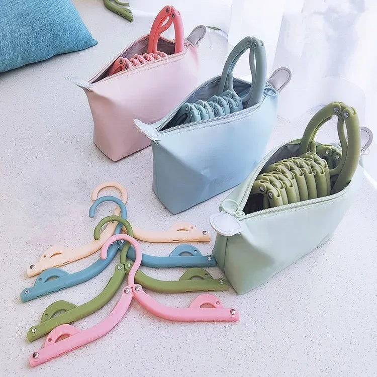 Travel Folding Plastic Clothes Hangers Portable Business Trip Storage Bag Student Dormitory Socks Underwear Drying Rack