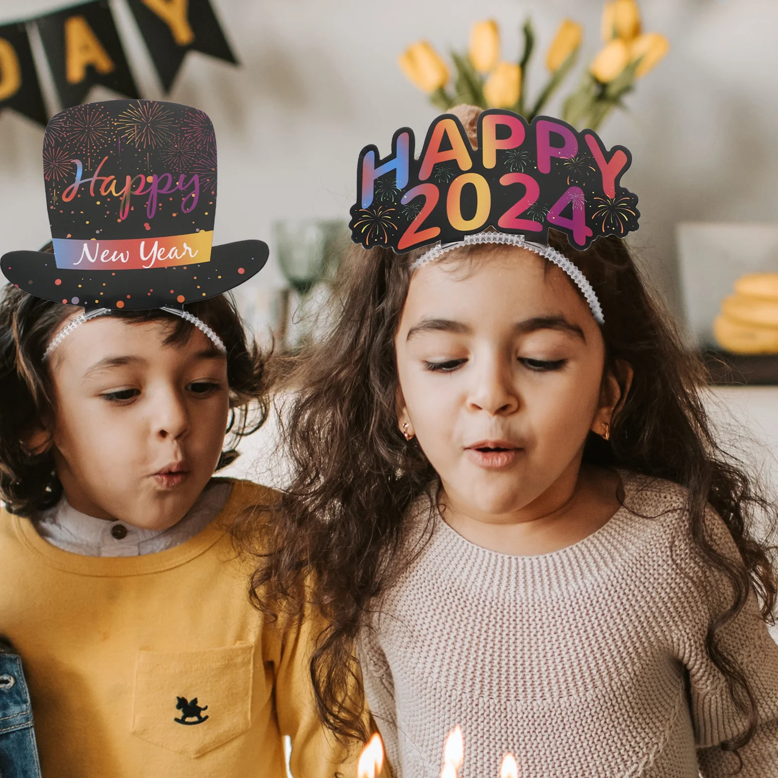 6 stuks nieuwjaarsfeest hoofddeksels feestelijke haarhoepels gemakkelijk te gebruiken niet gemakkelijk af te vallen ideaal voor oudejaarsavondfeesten decoratief