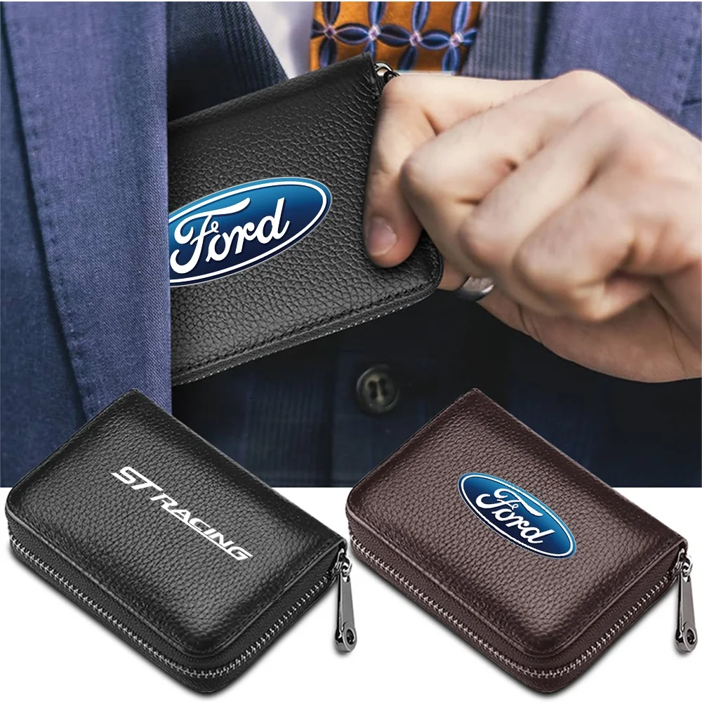 Car Wallet Driver license Credit Card Storage Bag For Ford Focus Mondeo MK1 MK2 MK4 MK3 Fiesta ST Line Kugo Transit Escape