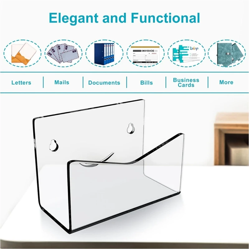 Countertop Mail Holder Acrylic Mail Sorter 15.5X6.5X10.5Cm Transparent Acrylic For Desk Envelope Holder For Wall Office School