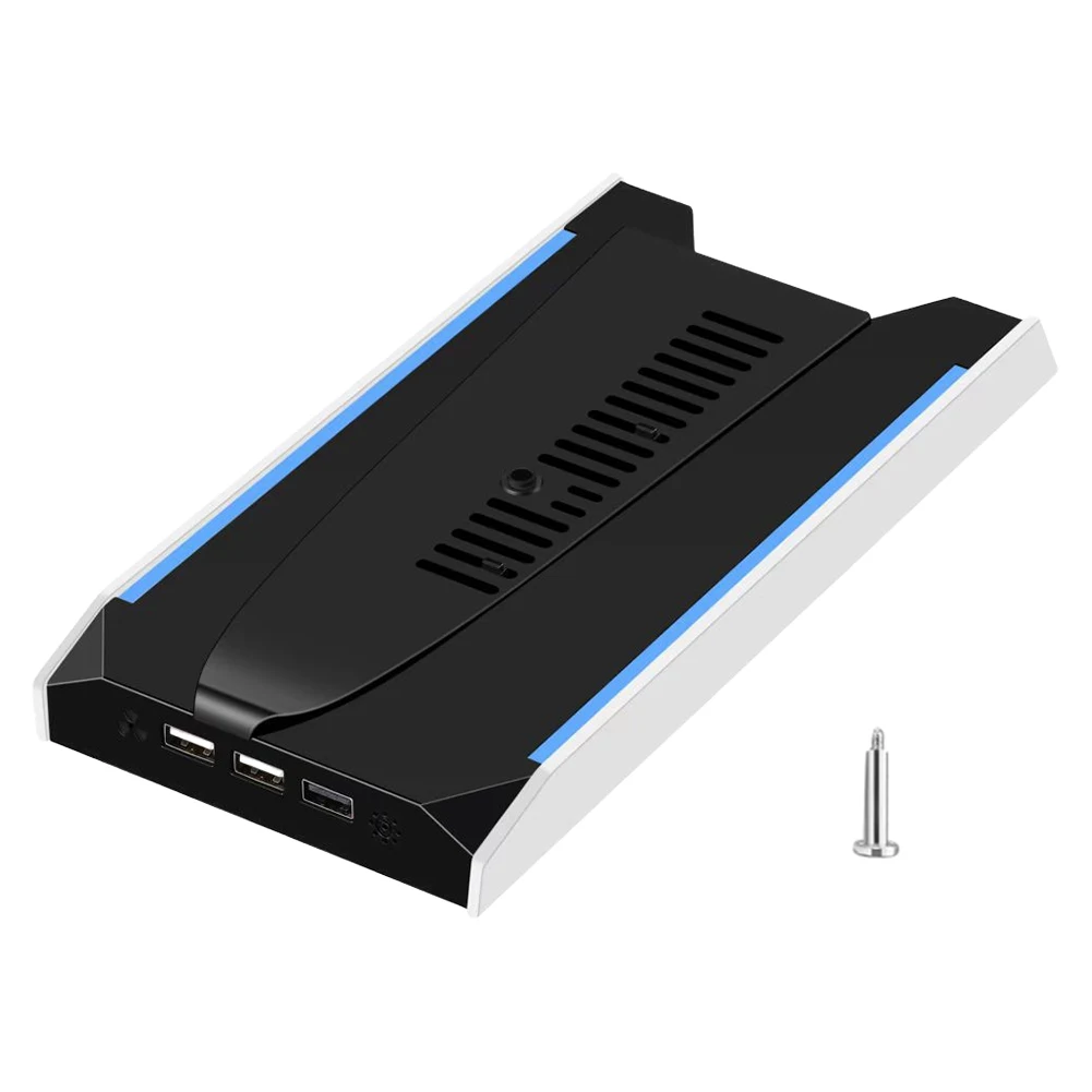 

RGB Cooling Stand For PS5 Slim/PS5 Pro Vertical Base Stand with 3 USB 2.0 Ports Vertical Holder 8 Light Mode For PS5 Slim/Pro