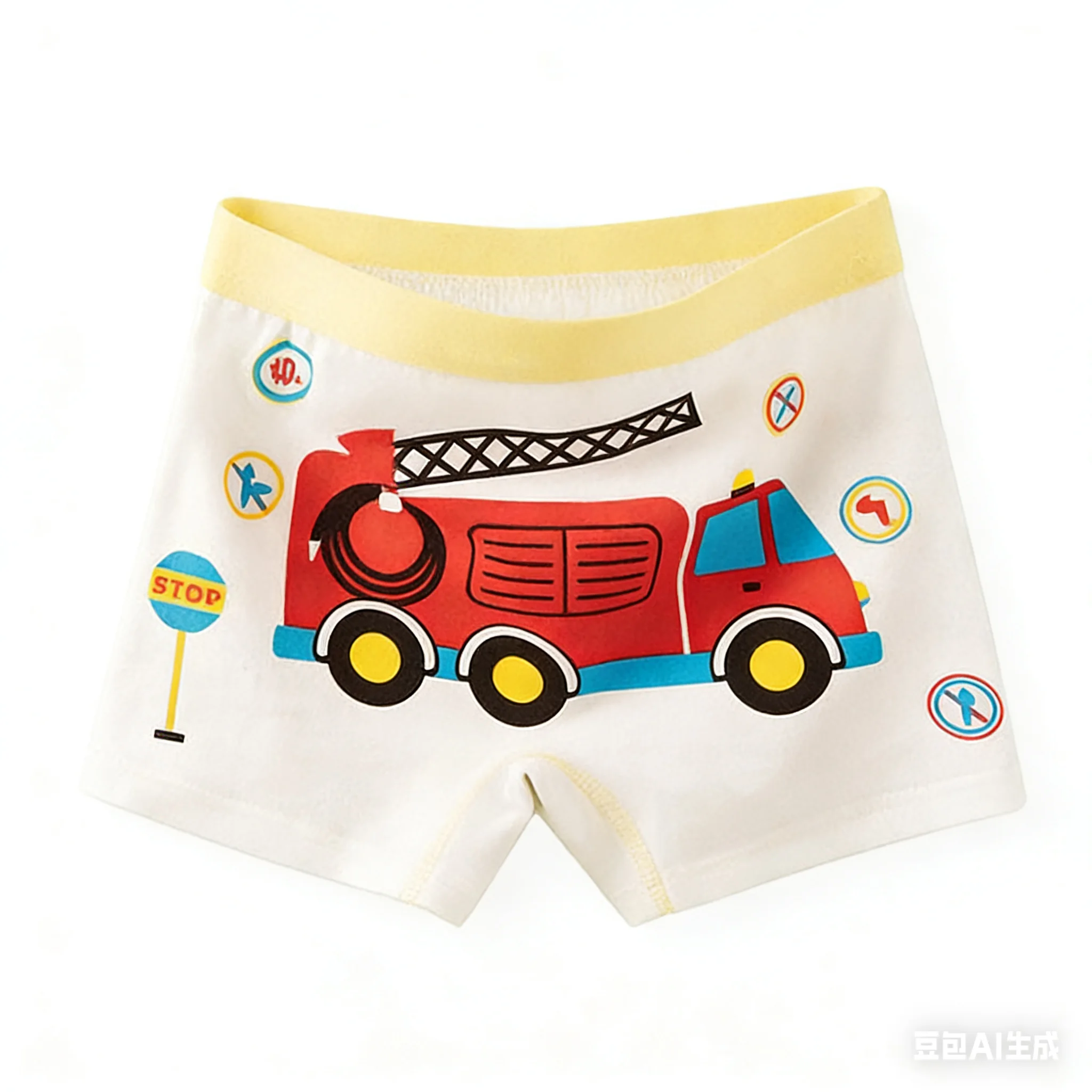 Kinderunterwäsche aus Baumwolle, weich, atmungsaktiv, lustige Motive: Feuerwehrauto, Baufahrzeug, Hubschrauber, Schiff, Kinderkleidung, Boxershorts, Unterhosen für Jungen – Detail 6