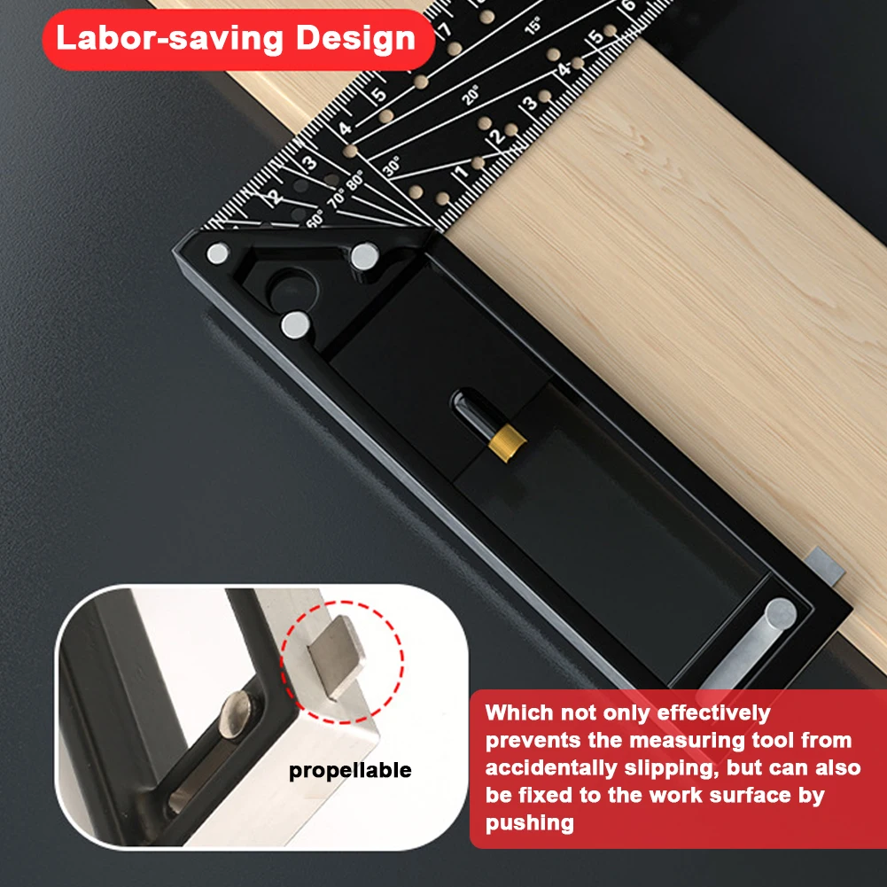 Multifunctional Right Angle Ruler 90 Degree Multi-Holes High Carbon Steel Angle Ruler Woodworking Lines Drawing Ruler
