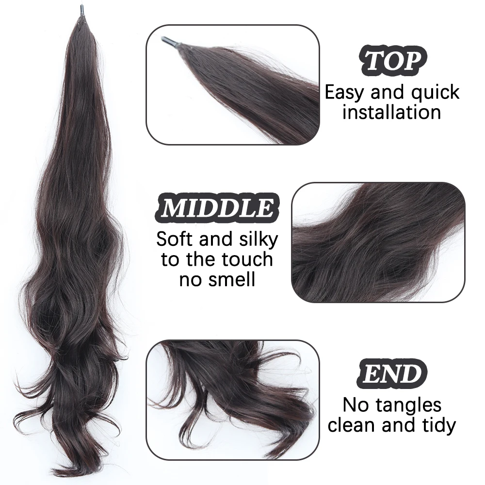 Cola de Caballo sintética larga y ondulada para mujer, extensiones de cabello Flexible envolvente, cola de caballo falsa, postizo de uso diario, 30