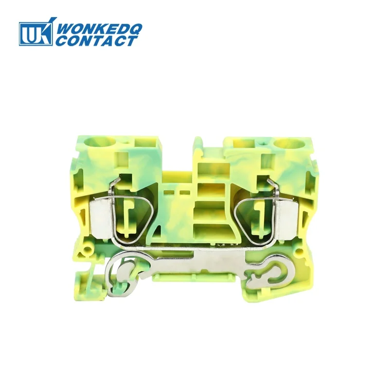 ST10-PE Spring-cage Ground Protective Earth 10 mm² 24 - 8 AWG Wire Electrical Connector Din Rail Terminal Block ST 10-PE