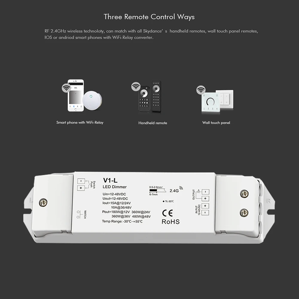 Imagem -03 - Interruptor Inteligente com Wifi 1248v V1-l Led Única Cor 2.4g rf sem Fio Pwm Controle Remoto Tensão Constante Dimmer