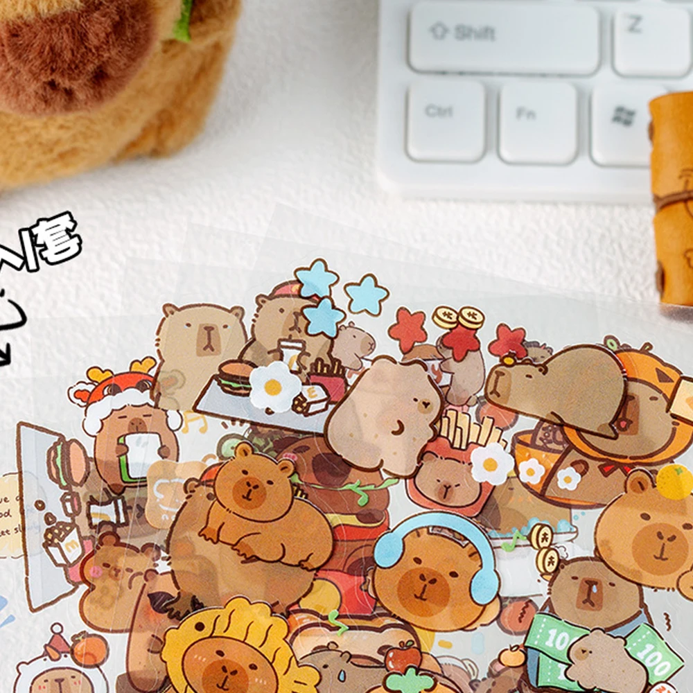 

Cute Animal Capybara Transparent Graffiti Stickers for Motorcycle Suitcase Laptop Phone DIY Aesthetic Waterproof PET Sticker Toy